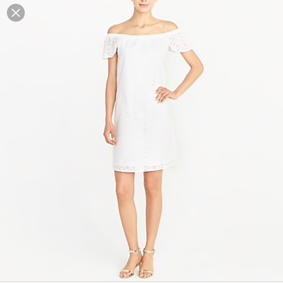 eyelet off the shoulder dress